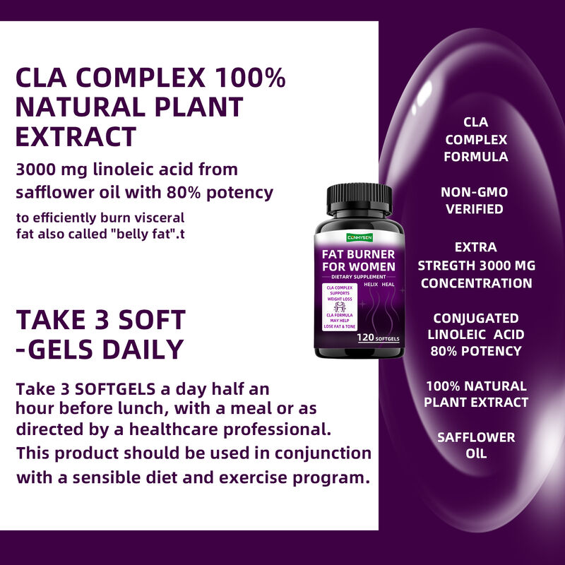 Viên nang đốt mỡ nhãn riêng CLA Complex Thực phẩm chức năng hỗ trợ cơ bắp cho phụ nữ Viên giảm cân Chất xơ