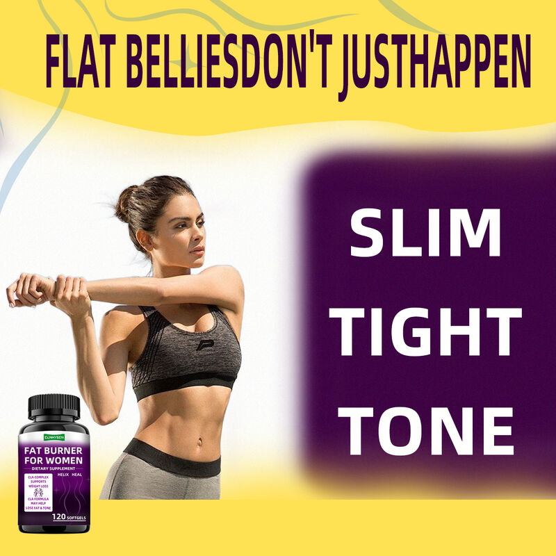 Viên nang đốt mỡ nhãn riêng CLA Complex Thực phẩm chức năng hỗ trợ cơ bắp cho phụ nữ Viên giảm cân Chất xơ