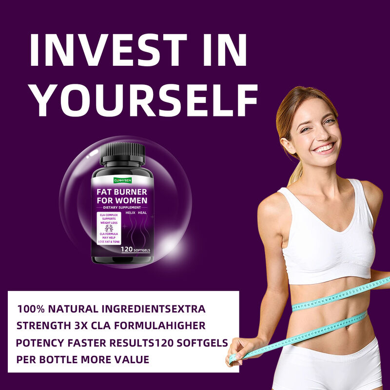 Viên nang đốt mỡ nhãn riêng CLA Complex Thực phẩm chức năng hỗ trợ cơ bắp cho phụ nữ Viên giảm cân Chất xơ