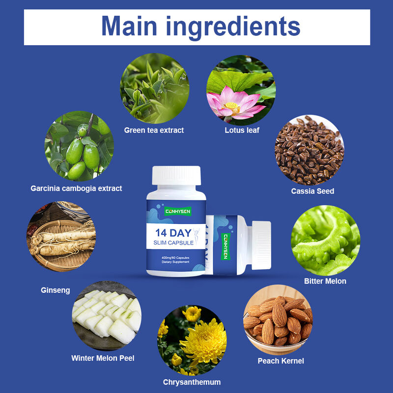 Nhãn riêng 14 ngày Slim Capsule hỗ trợ sức khỏe tiêu hóa và giảm cân bổ sung chế độ ăn uống Detox Capsules