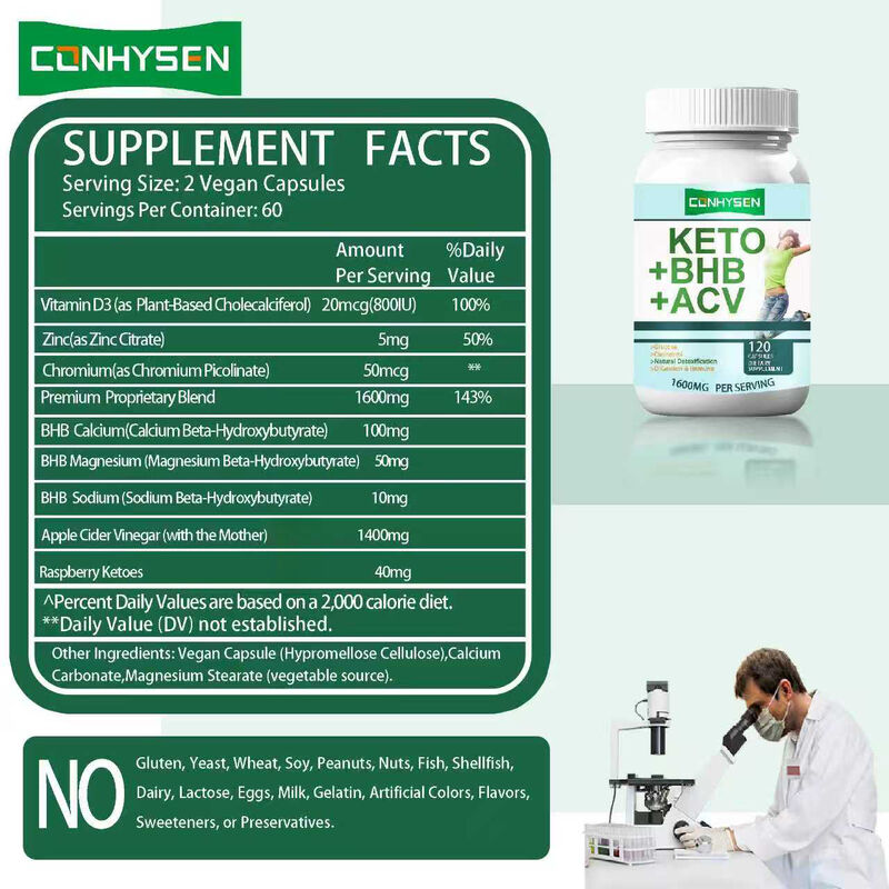 Viên uống bổ sung chất xơ Keto ACV BHB nhãn riêng, Viên uống Keto Bhb, Thực phẩm chức năng giảm cân, Viên uống ăn kiêng