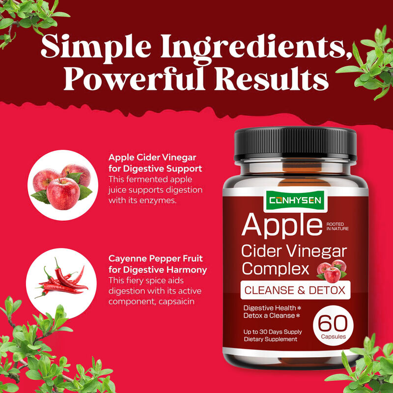 OEM chất lượng cao quản lý cân nặng thuần chay Apple Cider Vinegar Complex Capsules Fat Burner Thúc đẩy tiêu hóa