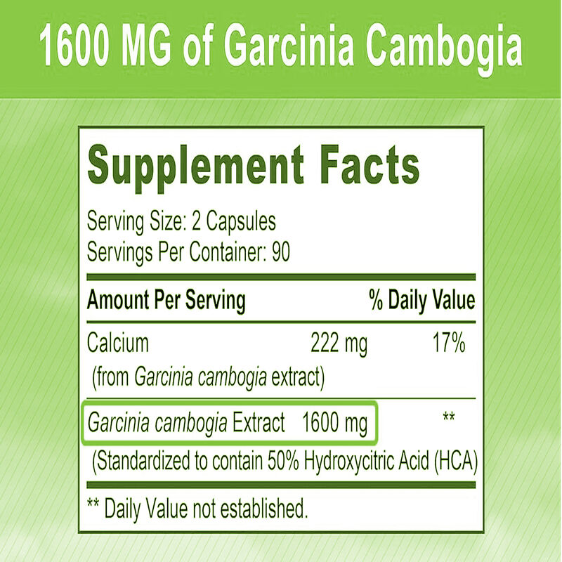 Thực phẩm chức năng chất lượng cao Viên nang Garcinia Cambogia nguyên chất Thúc đẩy năng lượng và sức bền Thực phẩm bổ sung tự nhiên