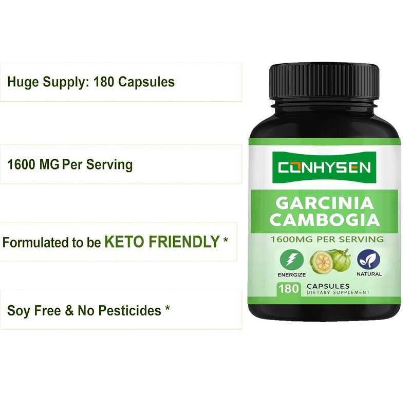 Thực phẩm chức năng chất lượng cao Viên nang Garcinia Cambogia nguyên chất Thúc đẩy năng lượng và sức bền Thực phẩm bổ sung tự nhiên