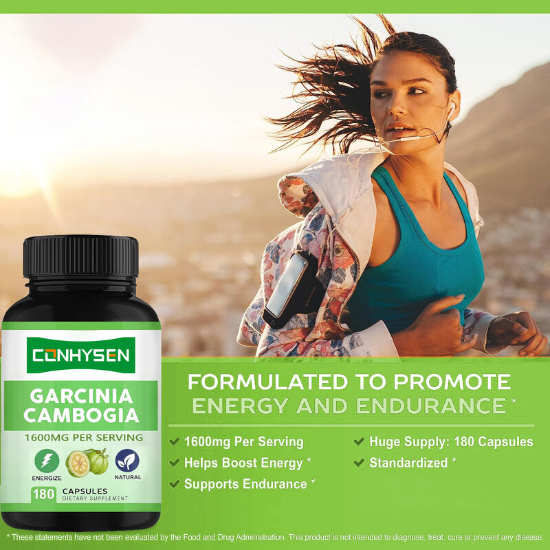 Thực phẩm chức năng chất lượng cao Viên nang Garcinia Cambogia nguyên chất Thúc đẩy năng lượng và sức bền Thực phẩm bổ sung tự nhiên
