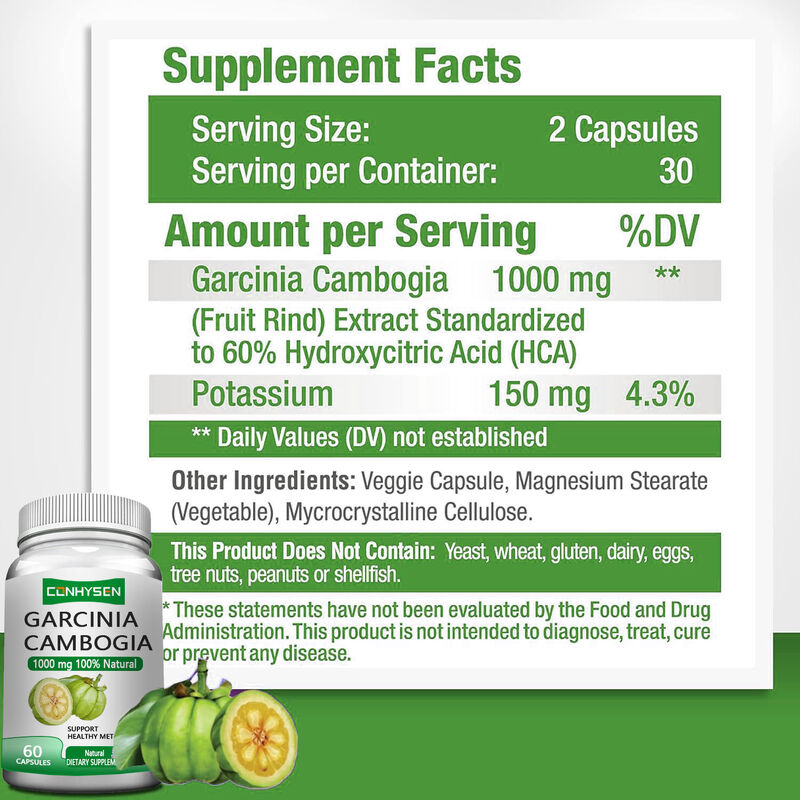 Private Label Garcinia Cambogia Herbal Supplements Garcinia Cambogia Capsules Support Healthy Metabolism & Support Better Mood