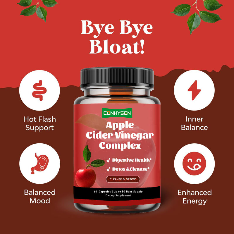 OEM nhãn riêng Kiểm soát cân nặng Chăm sóc sức khỏe bổ sung chế độ ăn uống cho phụ nữ và nam giới Apple Cider Vinegar Complex Capsules
