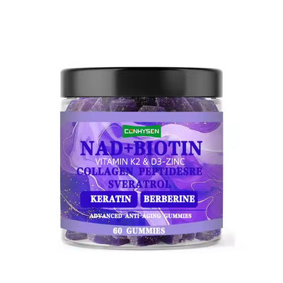 Các loại kẹo cao su NAD Biotin tùy chỉnh với nhiều vitamin làm giảm nếp nhăn và đường nét mịn