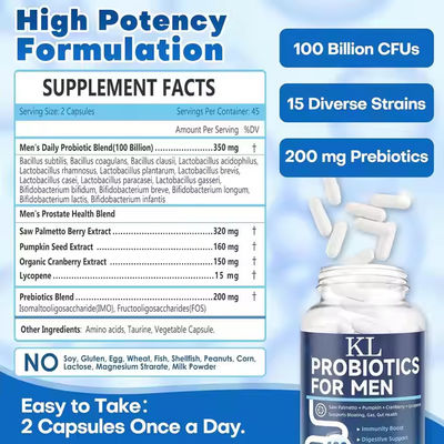 Probiotics cho nam giới viên nang với Saw Palmetto Berry Extract thúc đẩy sức khỏe tiêu hóa