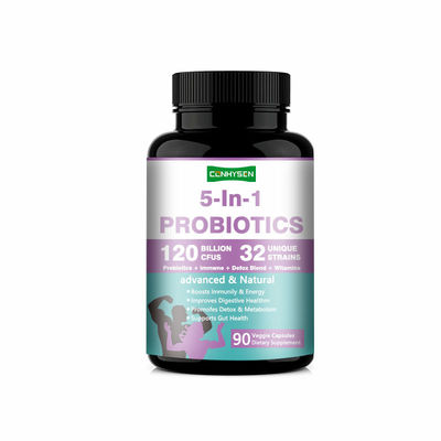 Bổ sung chế độ ăn uống 5 trong 1 Probiotics Capsules Tăng cường làm sạch cơ thể và sức khỏe da