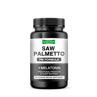 PM công thức hỗ trợ giấc ngủ tuyến tiền liệt truyền thống Saw Palmetto viên nang với melatonin