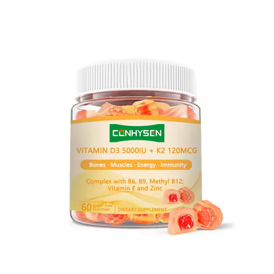 Kẹo dẻo Vitamin D3+K2 phức hợp OEM ODM cho người lớn, không đường, hỗ trợ miễn dịch